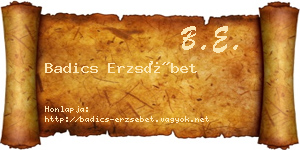 Badics Erzsébet névjegykártya